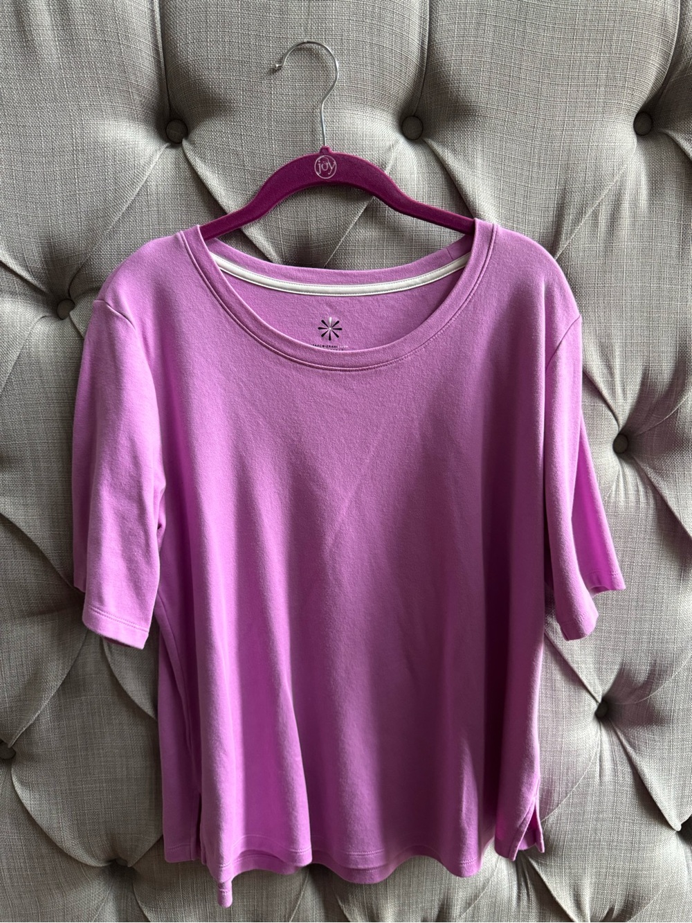 Isaac Mizrahi Short Sleeve Scoop Neck Top - Bright Rose